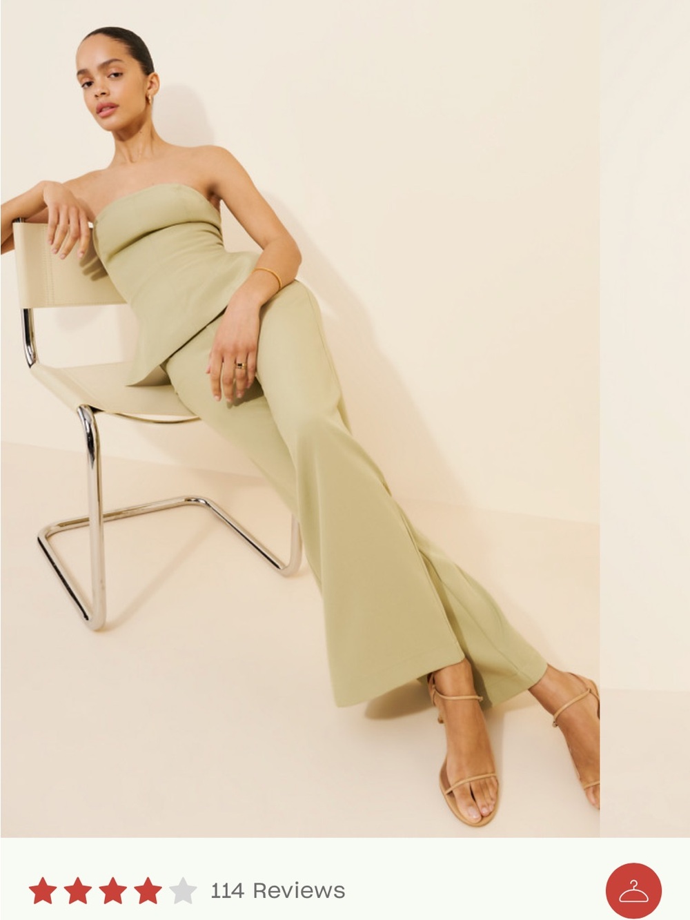Rare London Strapless Tailored Jumpsuit in Light Olive